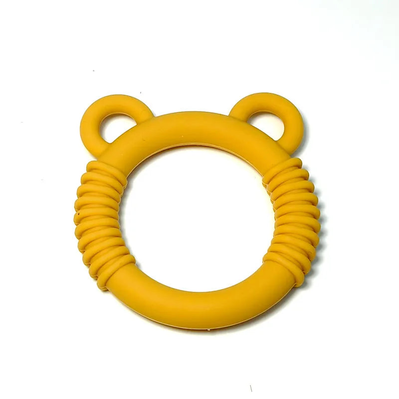 Baby Bear Silicone Teethers &ndash; Soothing Anti-Eating Hand Toys yellow