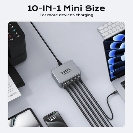 TOPZERO 330W USB C GaN Charger &ndash; Multiport Fast Charging for Laptops and Mobile Devices