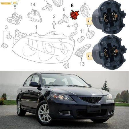 2PCS Low Beam Headlight Socket Bulb Holder B28V510A3 For Mazda 3 5 323 Protege 5 Replacement Part by InterCyprus Trading Ltd