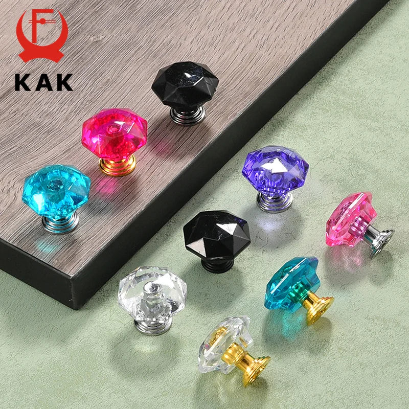 KAK Акриловый Кристальный Алмаз 26мм Ручка Для Шкафа Цветная