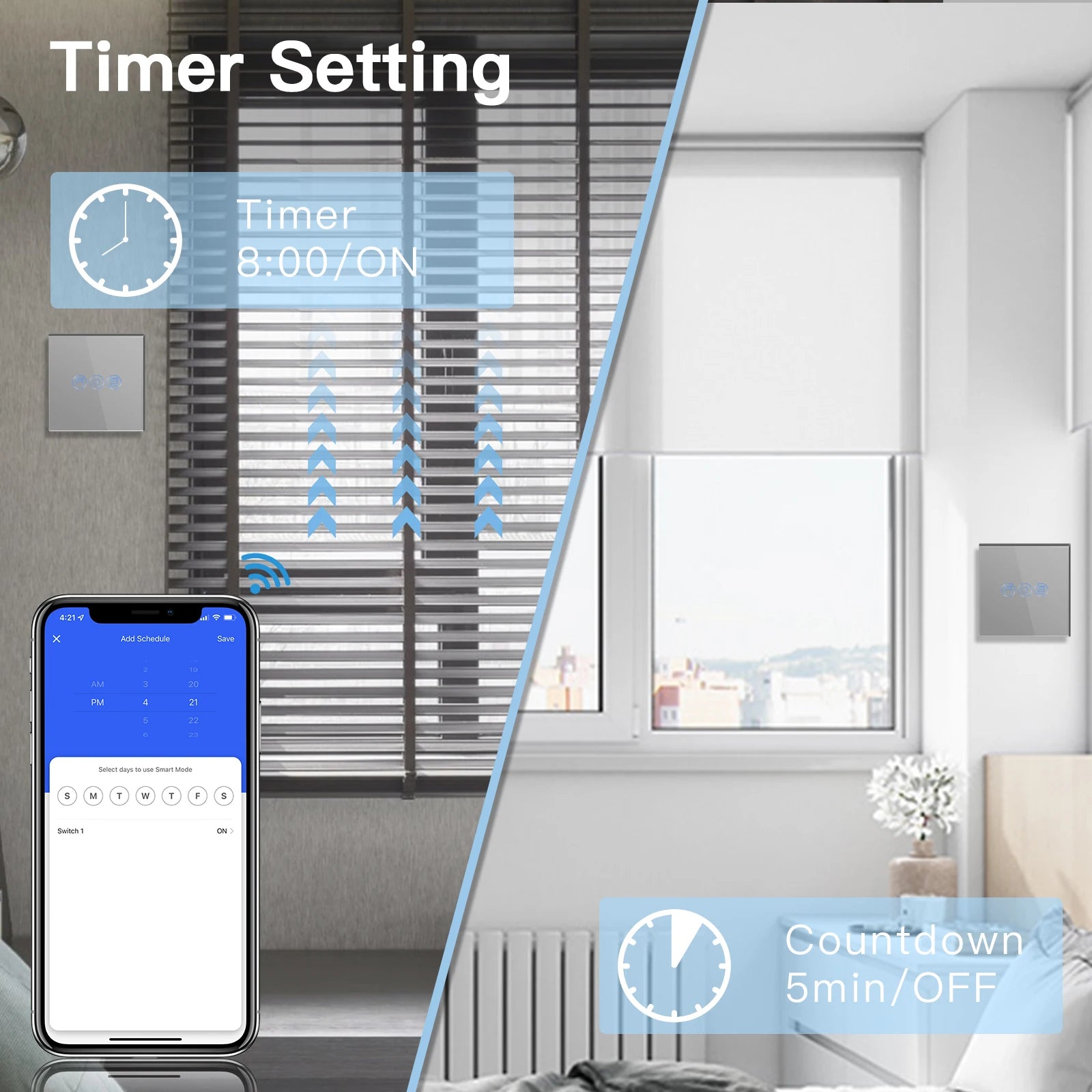 BSEED Smart Wifi Roller Shutter Switch with Voice Control