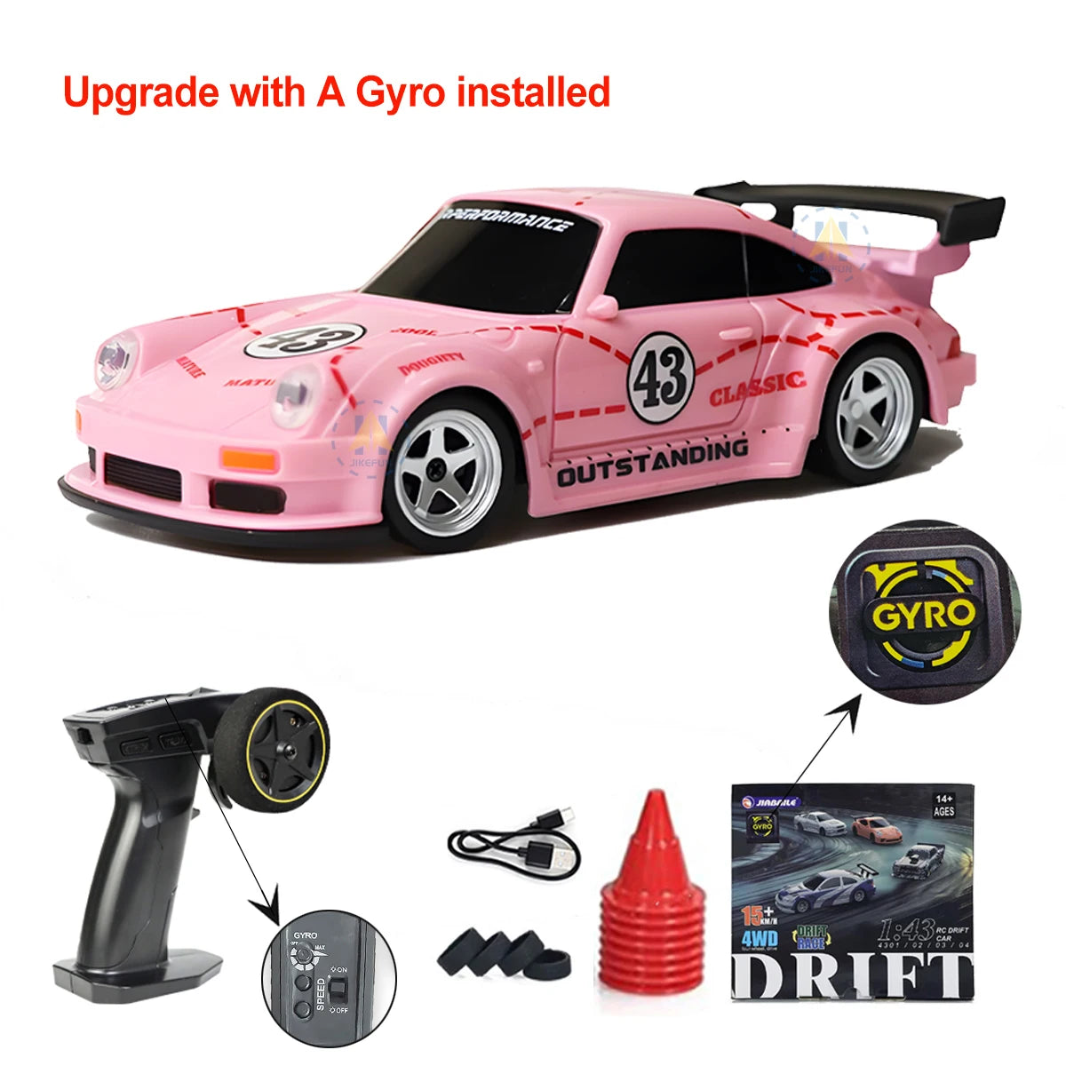 Gyro 1To43 RC Drifting Car - 4WD High Speed Drift Vehicle 4305pink with gyro