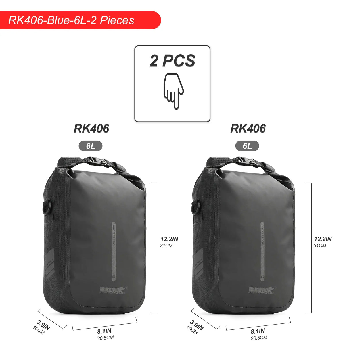 Rhinowalk 2 PCS Bike Quick Release Front Fork Bag 4L/6L Waterproof Cycling Electric Scooter Vehicle Bag Storage Accessory by InterCyprus Trading Ltd