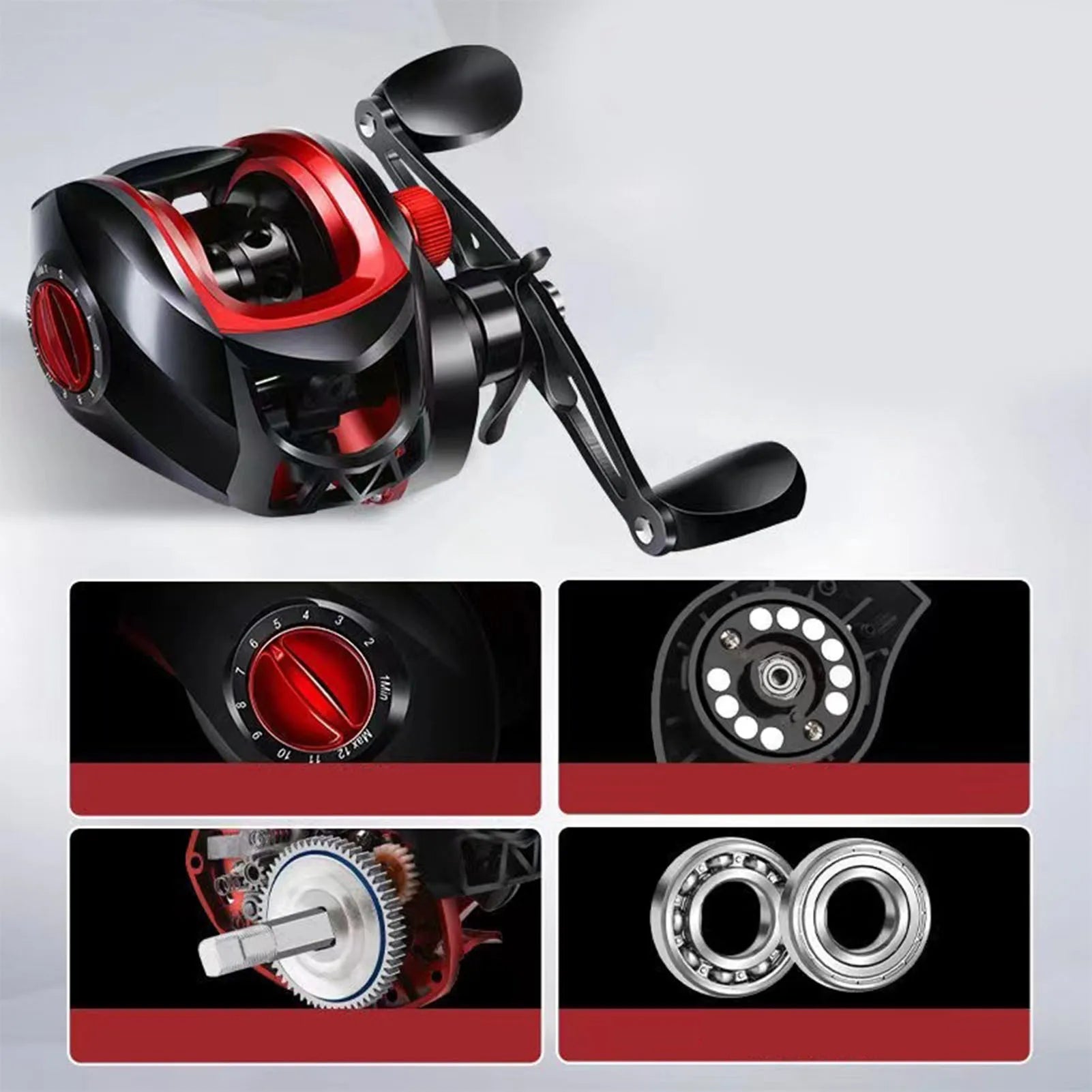 Baitcasting Reel Metal Long Cast Powerful Lightweight Smooth Baitcaster for Saltwater &amp; Freshwater