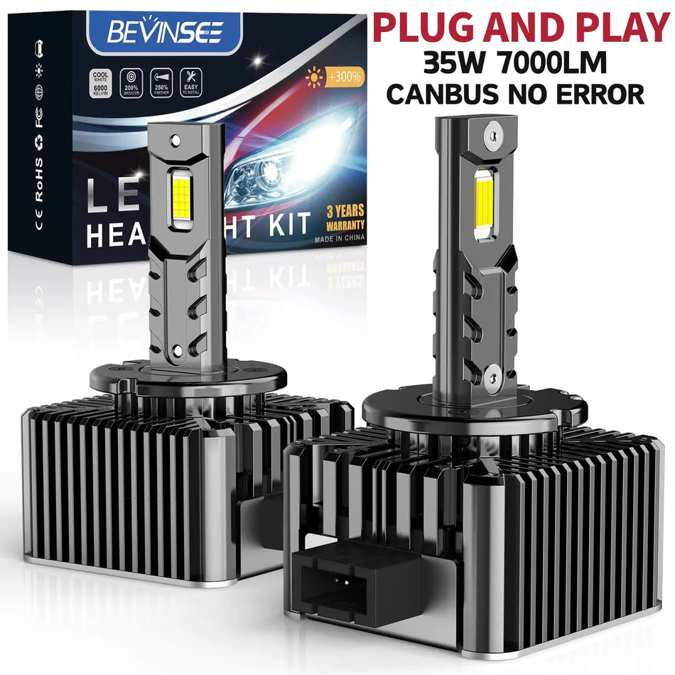 Bevinsee D1S D1R LED Koplamp Kit 6000K 7000LM CANBUS 12V