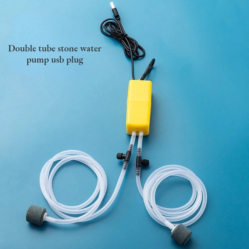 Mini Aquarium Air Pump Kit &ndash; Silent USB Powered, Compact Yellow / usb