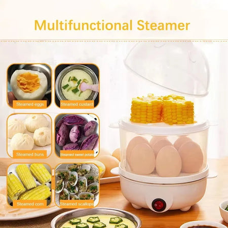 220V Multifunctional Electric Egg Boiler | Double Layer Egg Cooker &amp; Steamer