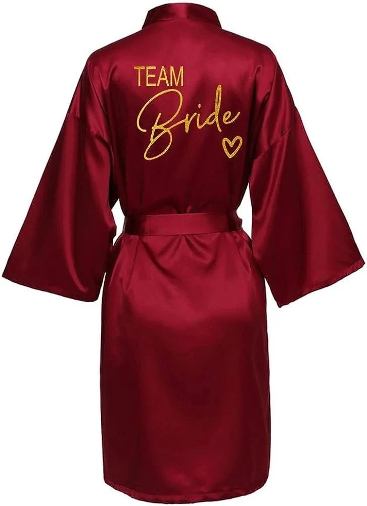 Team Bride Satin Robe - Elegant Silk &amp; Polyester Robe for Women