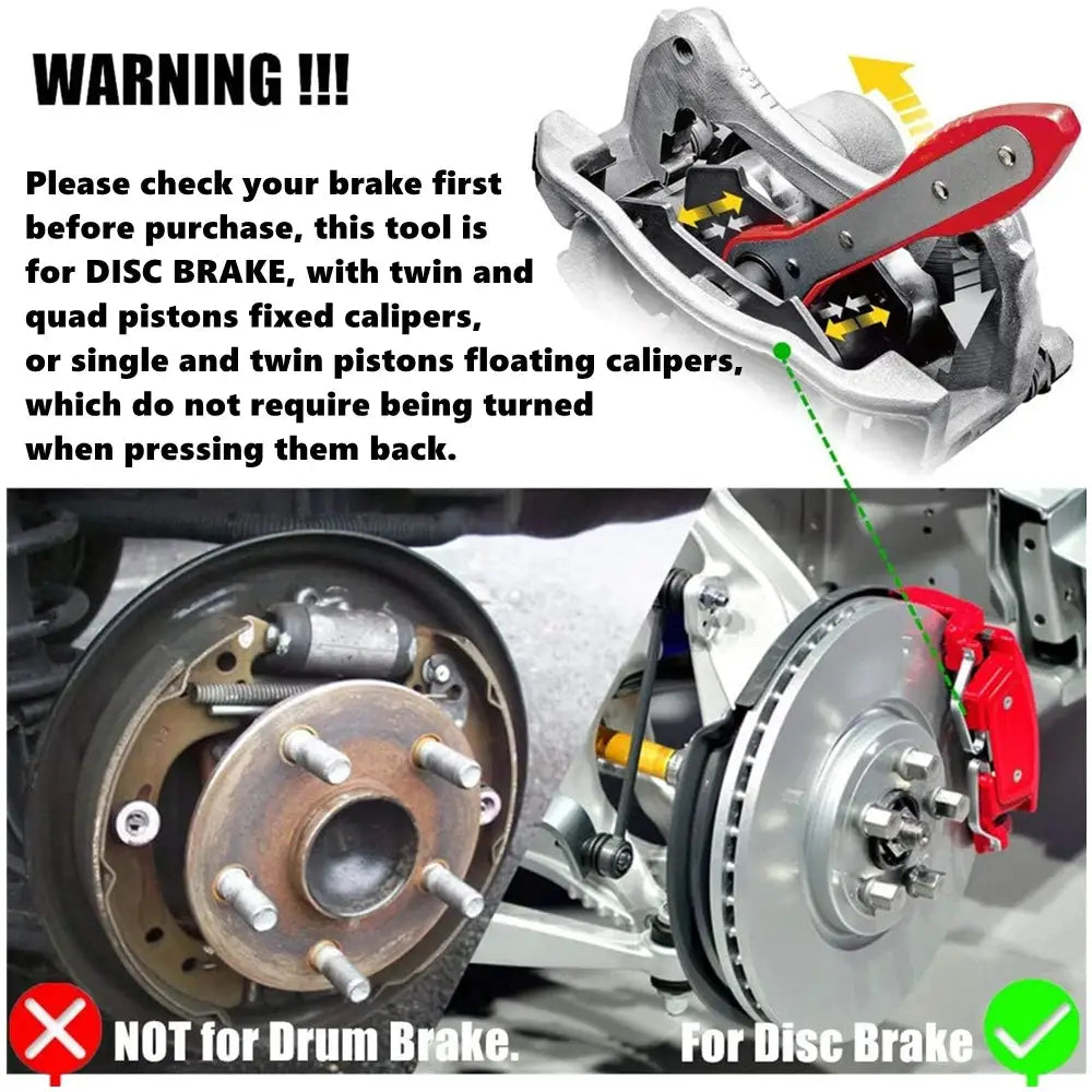 Car Brake Caliper Press Tool 360 Degree Swing Ratchet Wrench Disc Brake Caliper Piston Spreader with 2 extra pcs Steel Plates by InterCyprus Trading Ltd