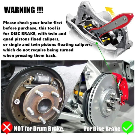 Car Brake Caliper Press Tool 360 Degree Swing Ratchet Wrench Disc Brake Caliper Piston Spreader with 2 extra pcs Steel Plates by InterCyprus Trading Ltd