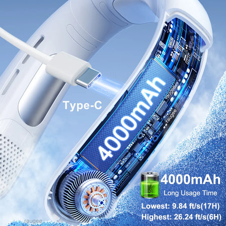 Raugee Neck Fan 4000mAh Bladeless &ndash; With LED Display