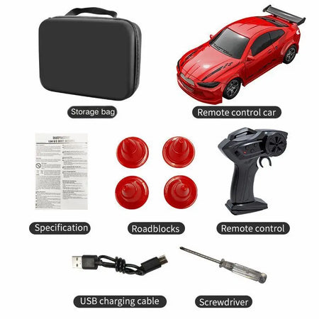 Teranty KF20 1:64 Scale Drift RC Car - Remote-Controlled Four-Wheel Racer KF20-B-Storage bag. 1
