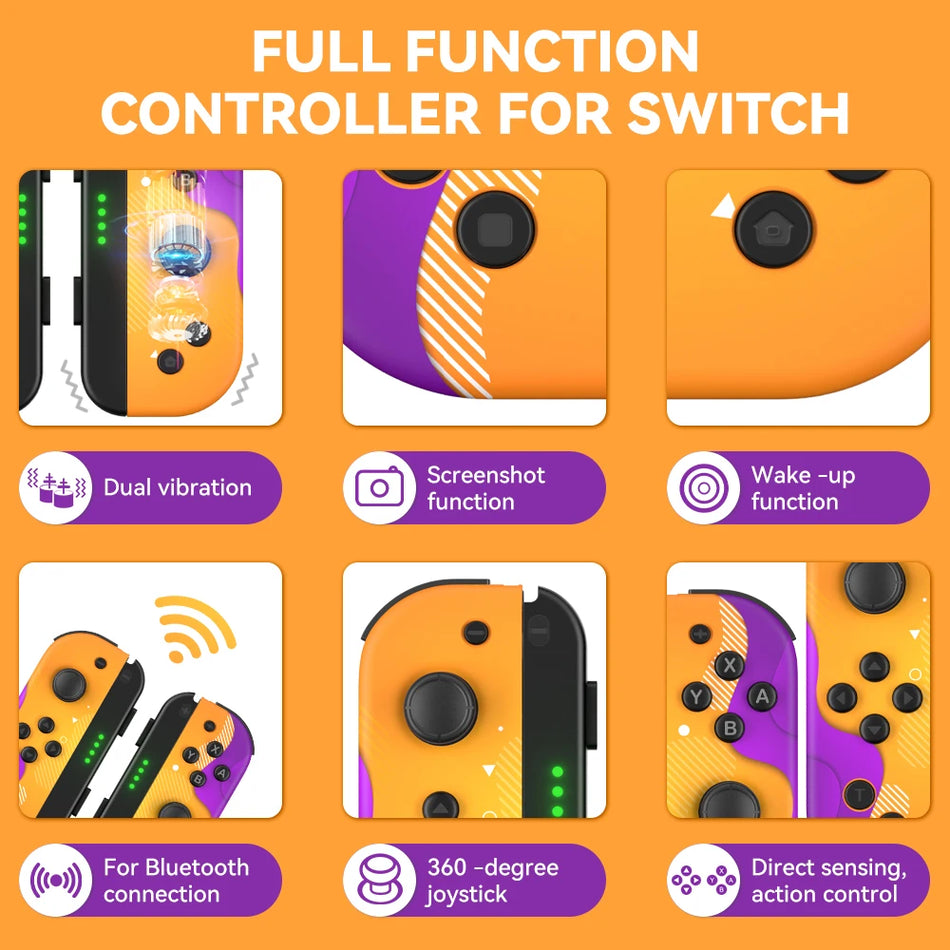Wireless For Switch/LED Lite Gamepad For IOS/Android Bluetooth Mobile Game PC Controller Joypad Wake up Joysticks 6-axis Console