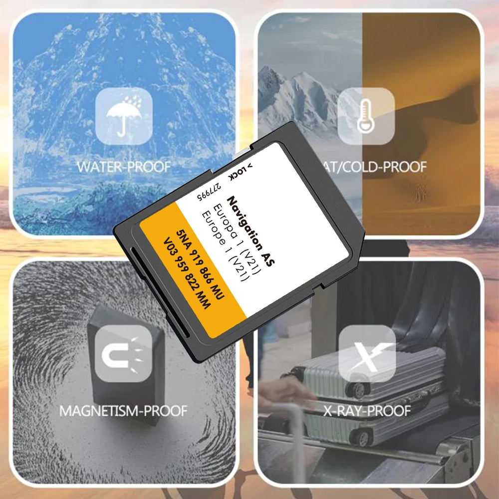 NAVINESA 32GB GPS SD Map Memory Card &ndash; High-Speed Navigation for VW Caddy SA
