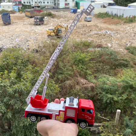 Inertia Fire Truck Toy &ndash; Realistic Pull Back Ladder Action