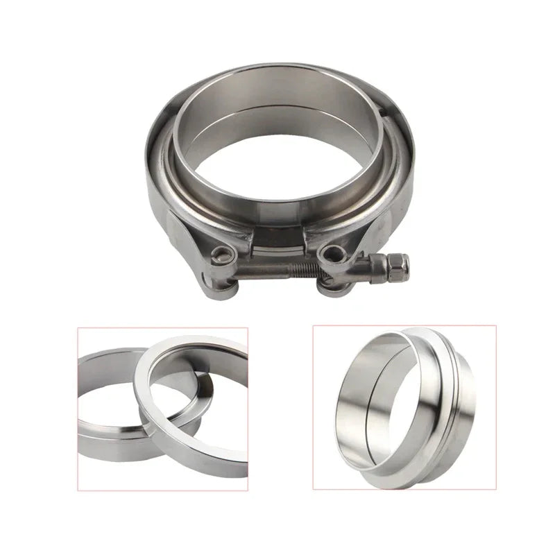 CNC Stainless Steel V-Band Exhaust Clamp Flange Kit With Male Female Ends by InterCyprus Trading Ltd