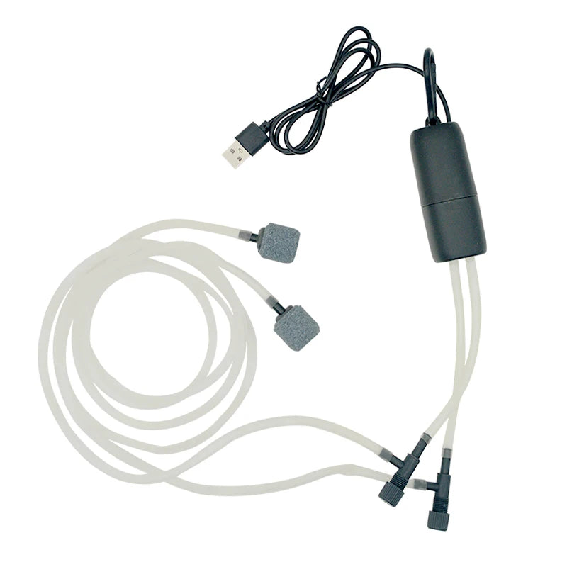 Aquarium USB Oxygen Air Pump &ndash; Silent Dual-Hole Air Volume