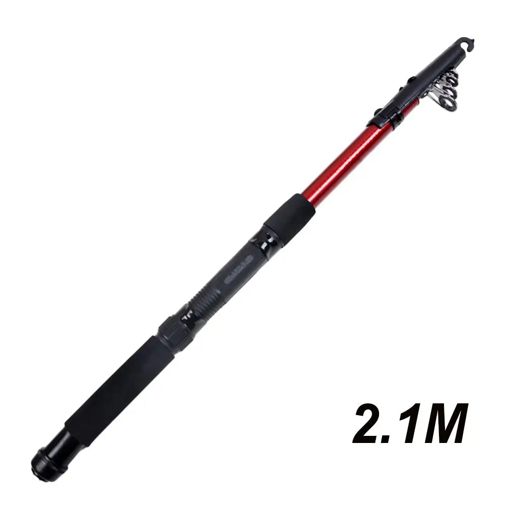 Telescopic Fishing Rod - 1.8M to 3M Durable Fiberglass Sea Rods 2.1m