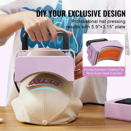 Mini Hat Press For Caps With Auto Shut Off Purple