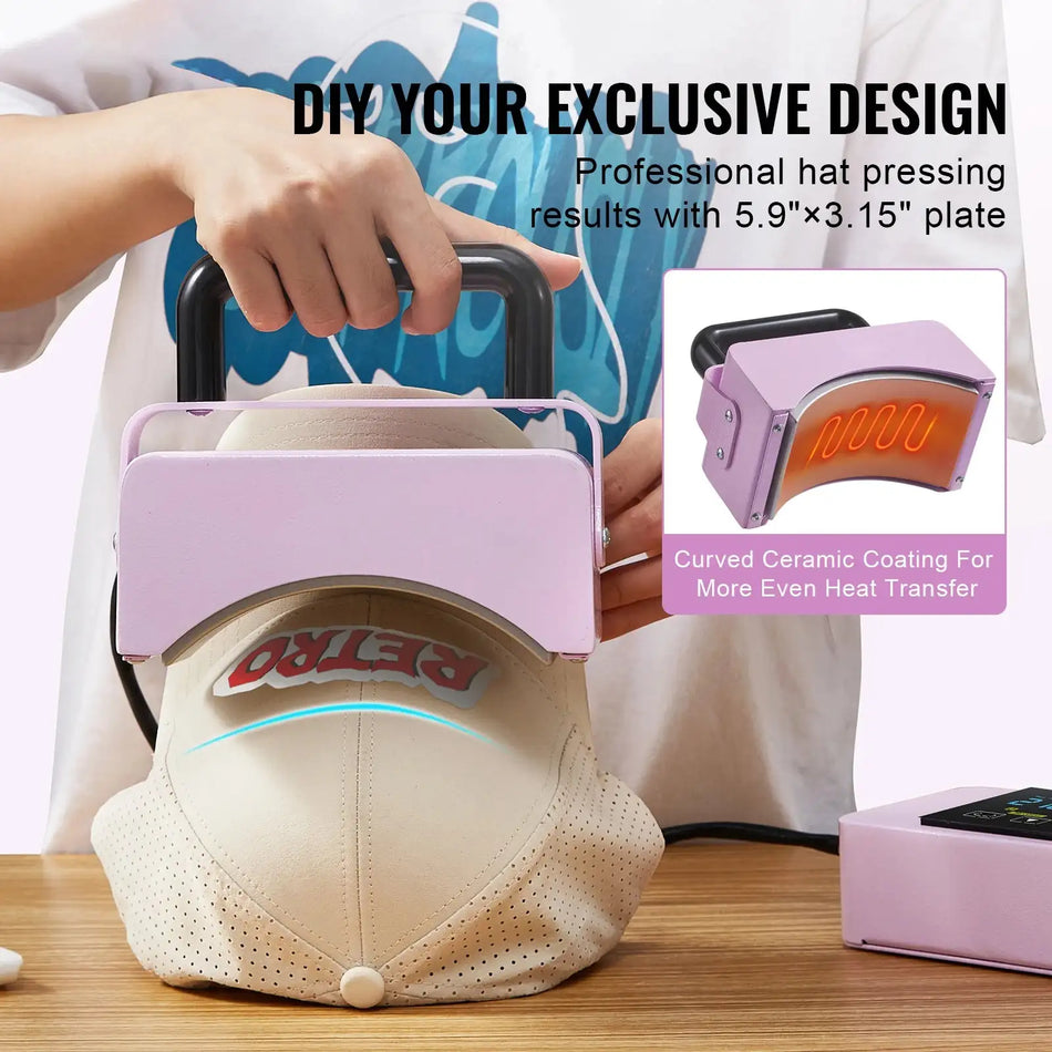 Mini Hat Press For Caps With Auto Shut Off Purple