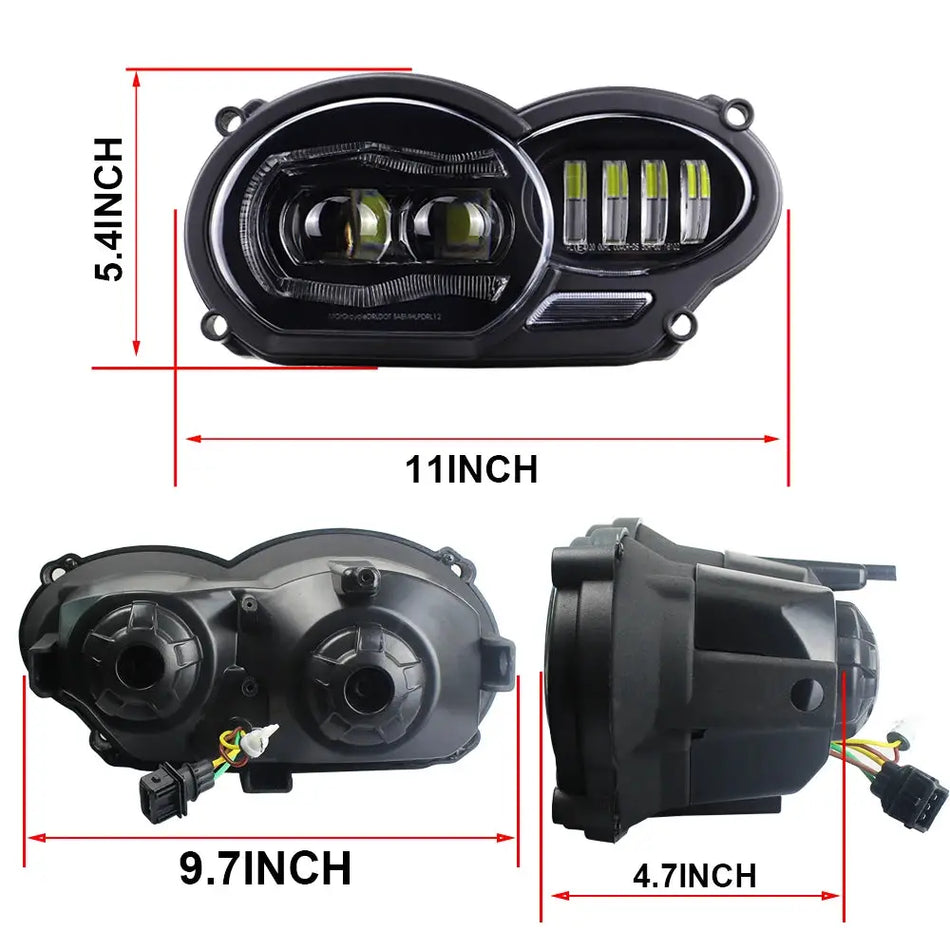 LED Headlight for BMW 2005 - 2012 R1200GS / 2006 -2013 R1200GS Adv Hi-Low DRL Light Assembly by InterCyprus Trading Ltd
