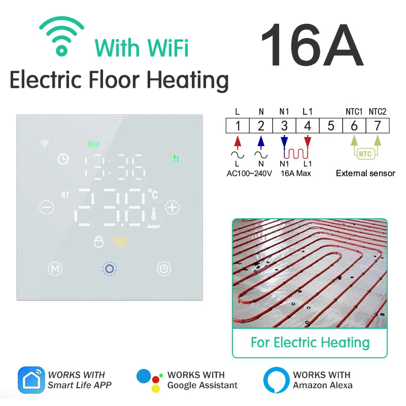 Smart Thermostat Tuya WiFi Floor Heating &ndash; Voice Control Electric Heating