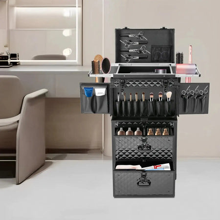 4-Tier Rolling Makeup Trolley &ndash; Lockable, 33 Lb Capacity