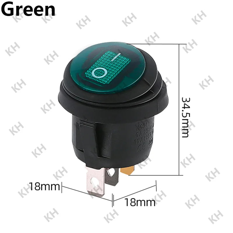 1Pcs On Off SPST Round Waterproof Boat LED Rocker Switch &ndash; Reliable Power Control Green / LED DC 12V-24V