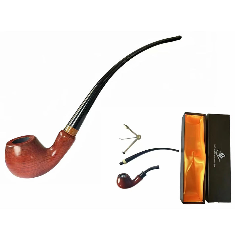 Pipa Churchwarden in legno di pero con doppie bocchini Scatola regalo