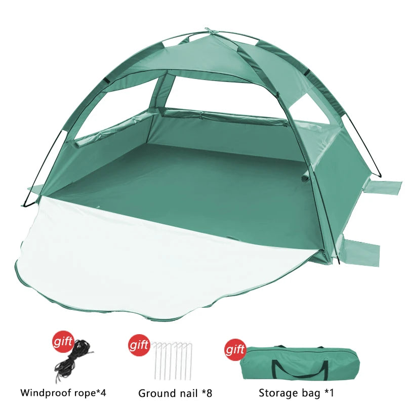 YOUNG TO 2-3 Person Pop-Up Beach Tent with Extended Mat Green / CHINA