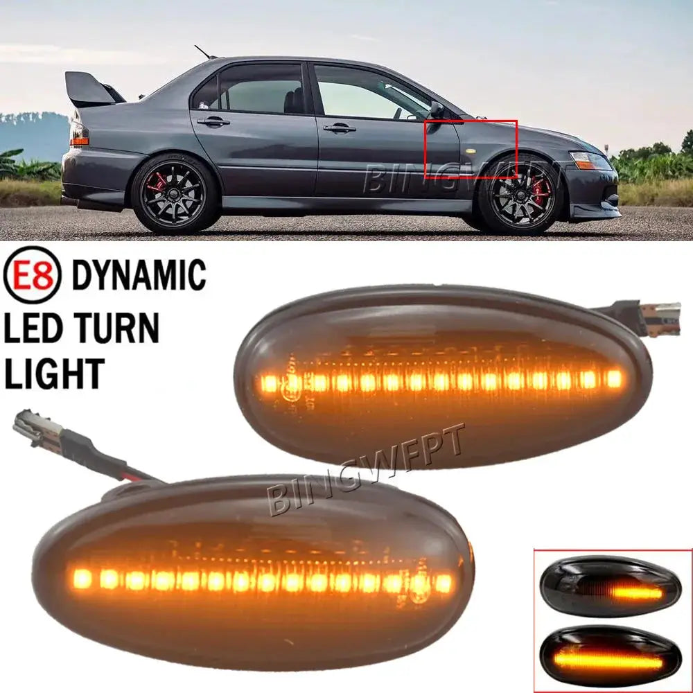 2x LED Dynamic Side Marker Lights Turn Signal Lamps For Mitsubishi Lancer 8 Montero 3 Pajero 3 Outlander 1 Delica 4 i Miev Space by InterCyprus Trading Ltd