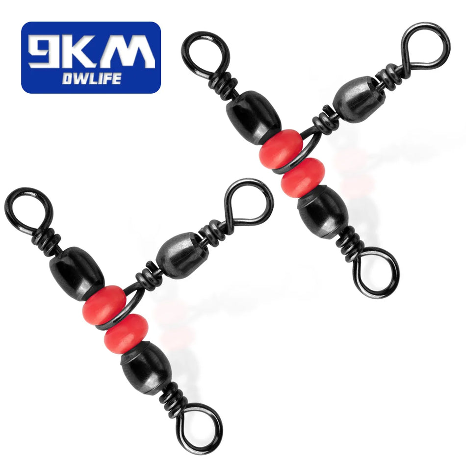 Premium 3 Way Barrel Swivels - 25~100 Pcs Fishing Line Connectors