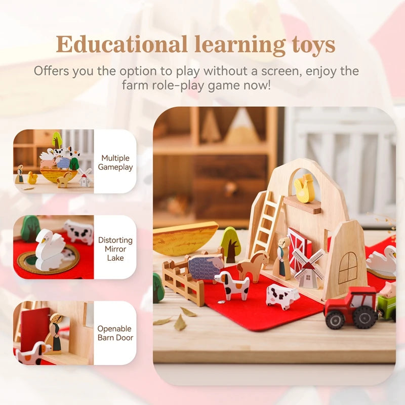 Wooden Farm Animal Matching Puzzle And Montessori Logic Toy For Kids