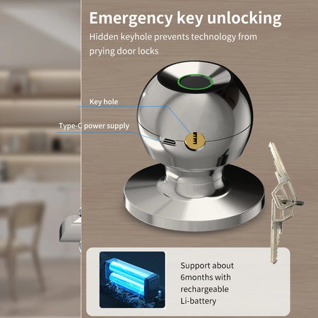 Tuya TTLOCK App Round Door Knob &ndash; Bluetooth App Control