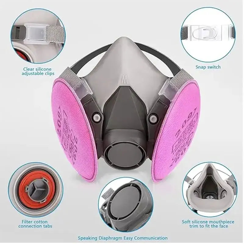 6200 Dust Gas Respirator Half Face Mask - With 2097 Filter
