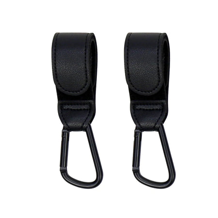 PU Leather Baby Stroller Hook - Versatile Cart Organizer 2pcs black