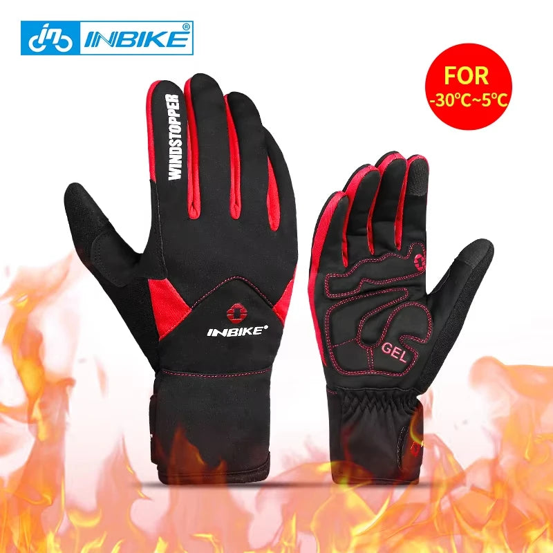 Touch Screen Cycling Gloves Winter Thermal Warm Windproof Waterproof Polyester