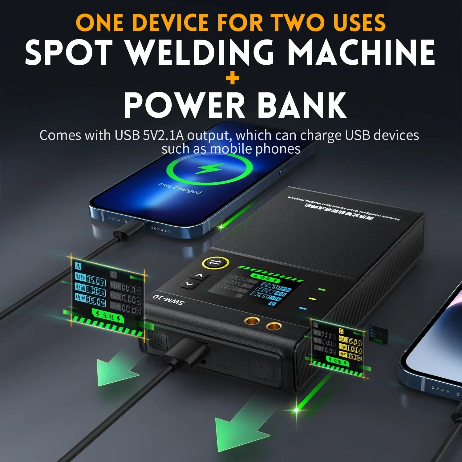 FNIRSI SWM-10 Portable Battery Spot Welder &ndash; Compact 5000mAh DIY Welding Tool