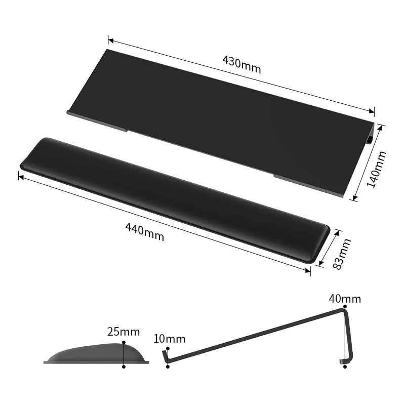 KWRS01 Acrylic Tilted Keyboard Holder &ndash; Ergonomic Rest Black / CHINA