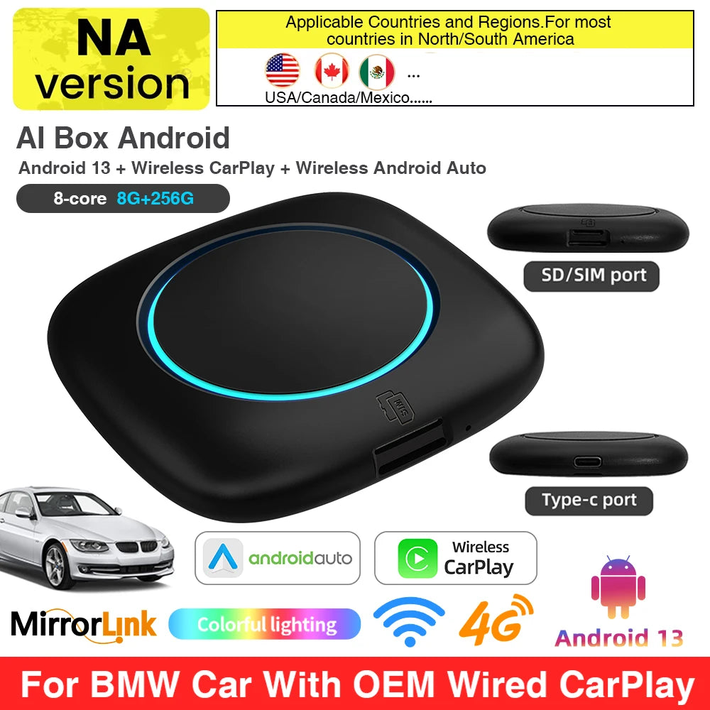 BMW ID6 ID7 ID8 ID9 Wireless CarPlay AI Box - Android 13 8 256GB NA / With 64G SD card