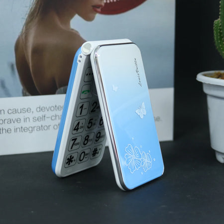 Pink Classic Mini Flip Women Phone &ndash; Large Button SOS Dial Blue / Standard