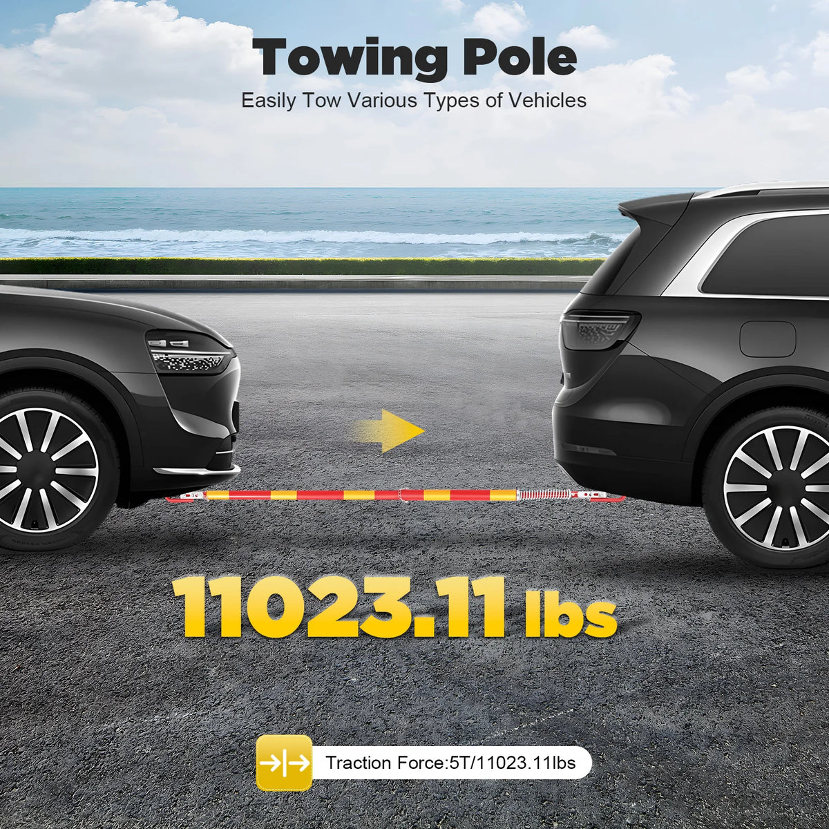 5T Iron Trailer Bar - Heavy Duty 5 Ton Tow Capacity