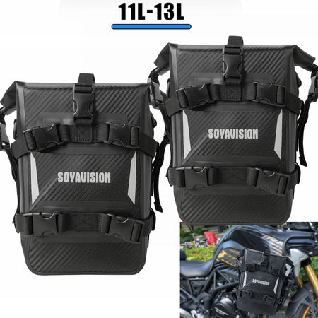 SOYAVISION Motorcycle Bumpers Bag &ndash; Waterproof Tool Storage Solution 11L-13L BLACK 2pcs