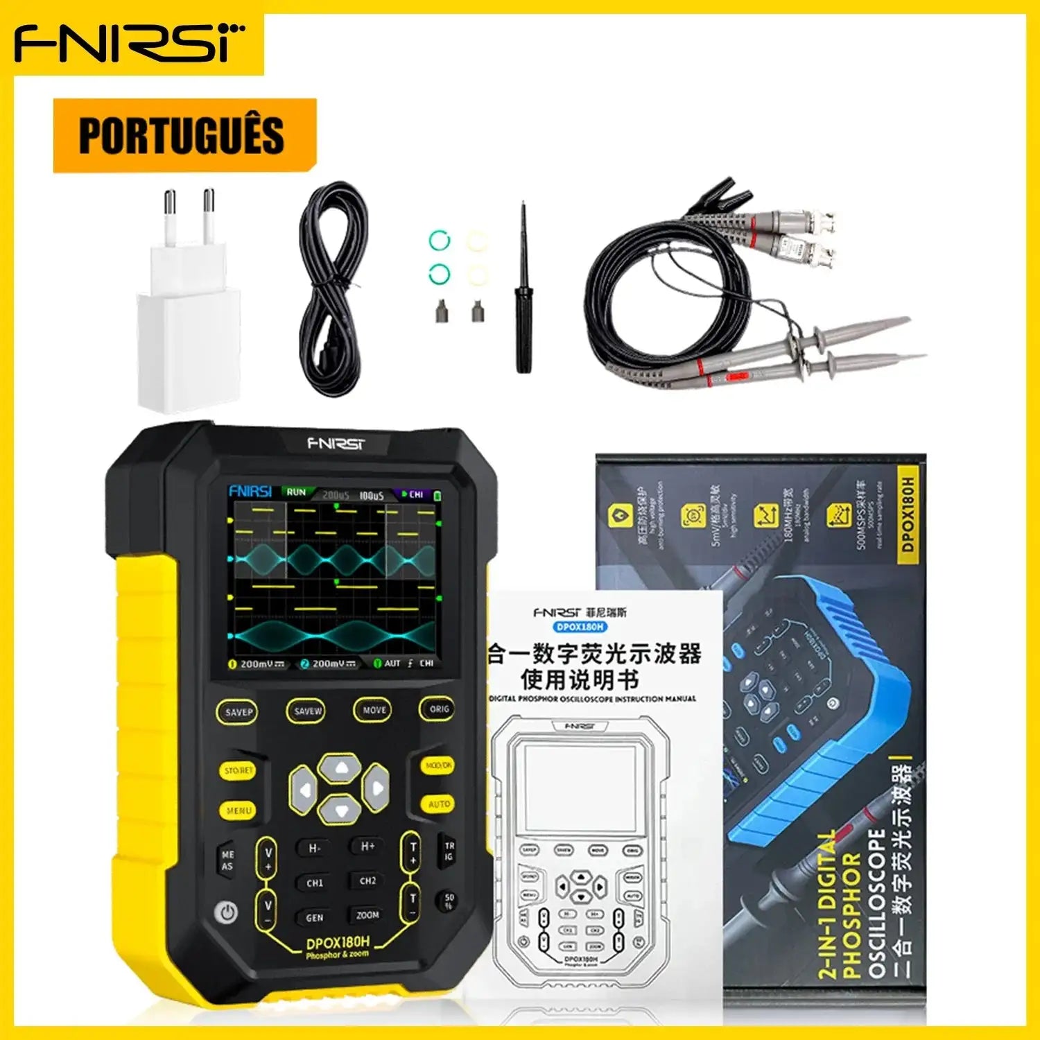 DPOX180H Phosphor Oscilloscope 180MHz DDS Two In One NEW-YE Portuguese