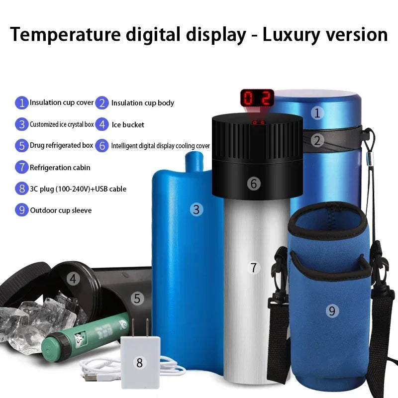 LCD Insulin Refrigerated Cup &ndash; USB Powered Portable Cooling LCD Luxury version