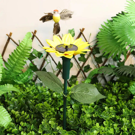 Solar Sunflower Stake Decor Rotating Butterfly Hummingbird