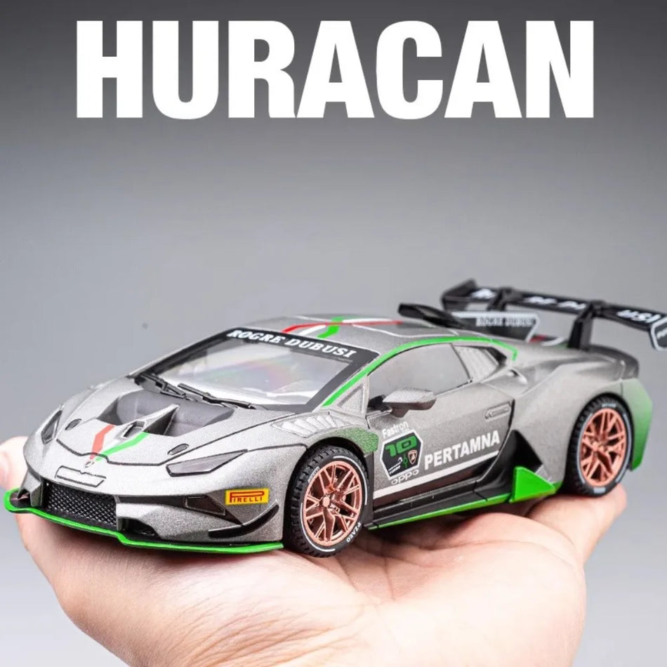 1:32 Metāla Huracan Velkamo Auto Rotaļlieta Ar Skaņu Un Gaismām, Sakausējuma Korpuss