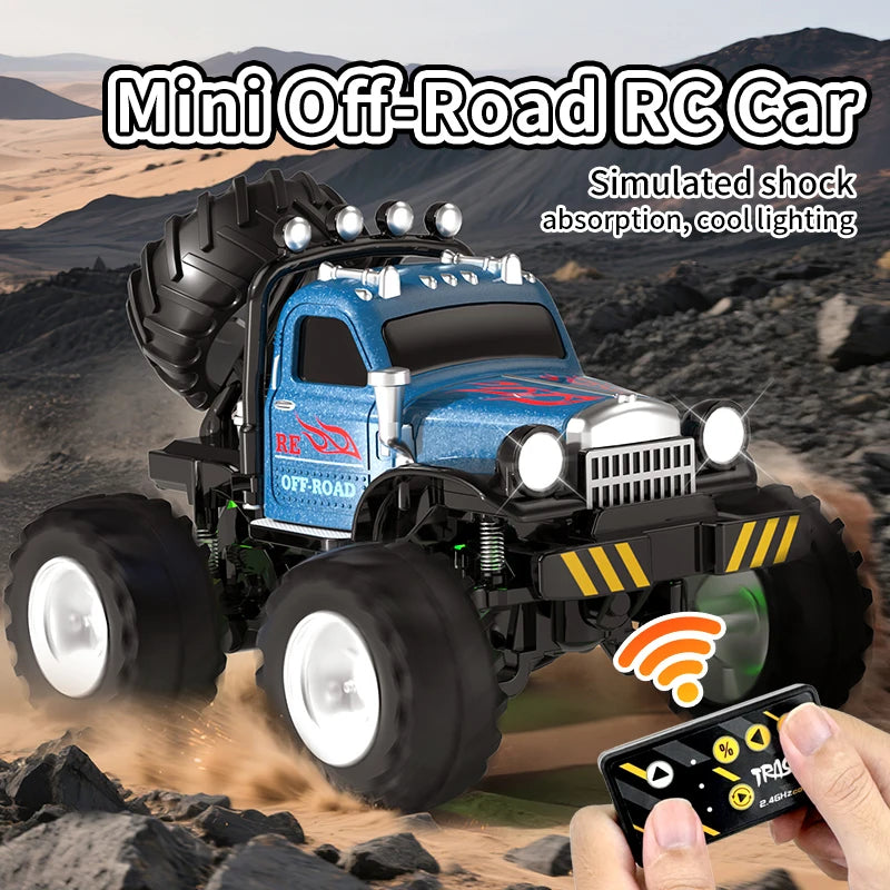 Teranty 1:64 RC Car Mini 2.4GHz All-Terrain Alloy Remote Car, Dual Control, Batteries Included Gift