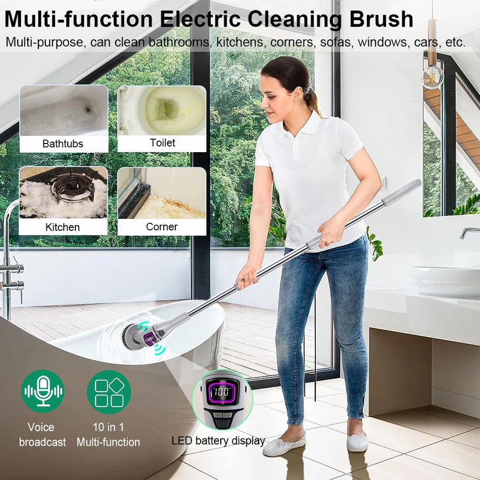 Electric Bathroom Cleaning Brush 10-In-1 &ndash; Cordless