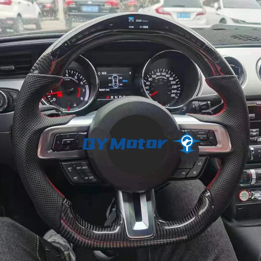 Ford Mustang LED Carbon Fiber Steering Wheel With Perforated Leather